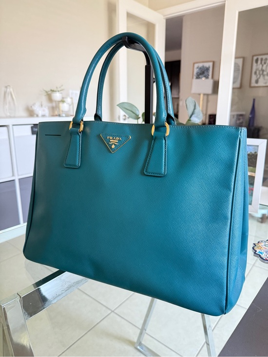 Prada Handbags - Prada Saffiano Leather Tote - Teal